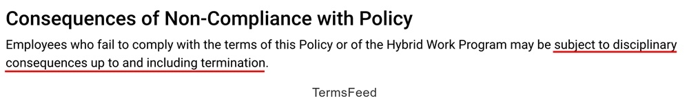 Toronto City Government Work Policy: Provision for Non-Compliance with Policy