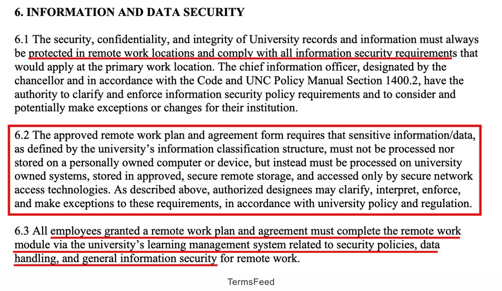 University of North Carolina Pembroke Work Policy: Data Security for Employees