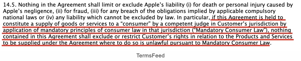 Apple Limitation of Liability Example