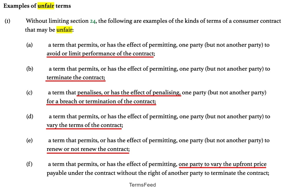 Australian Competition and Consumer Commission vs Ashley Martin: Example of Unfair Terms