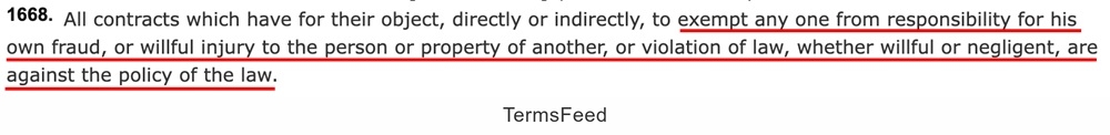 California Civil Code Section 1668