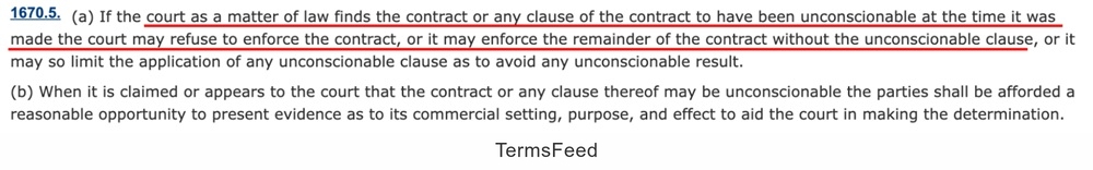 California Civil Code Section 1670.5