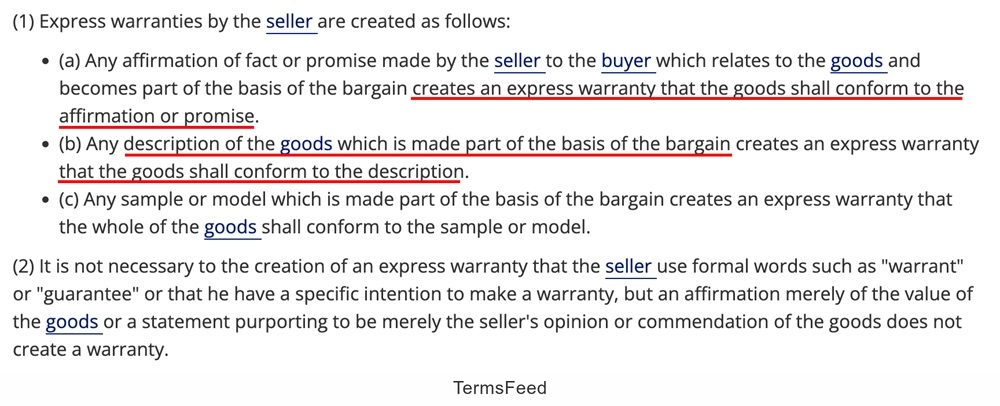 UCC law on Express Warranties