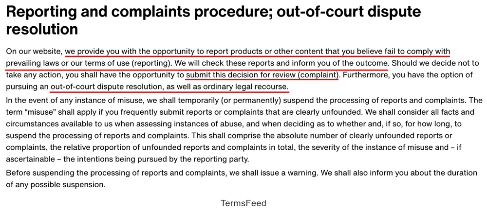 Zalando Dispute Resolution in a B2C Contract