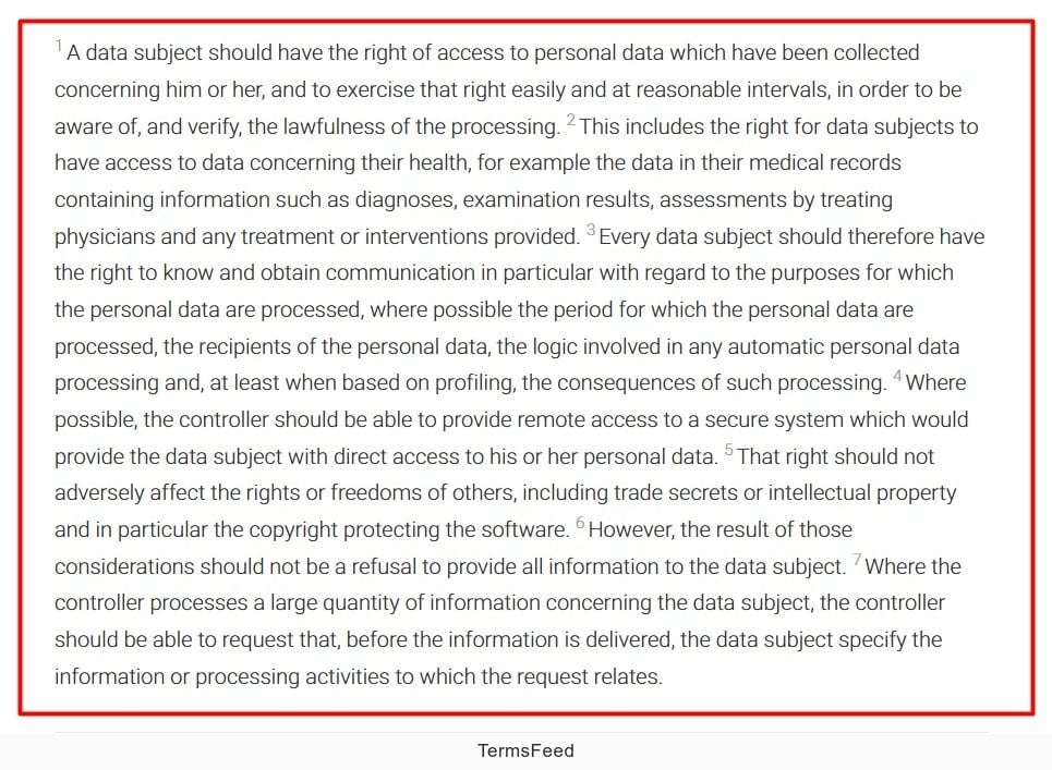 GDPR Recital 63 screenshot