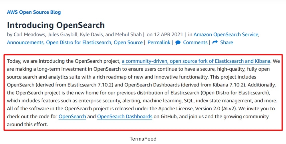 AWS Open Source Blog: Introducing OpenSearch