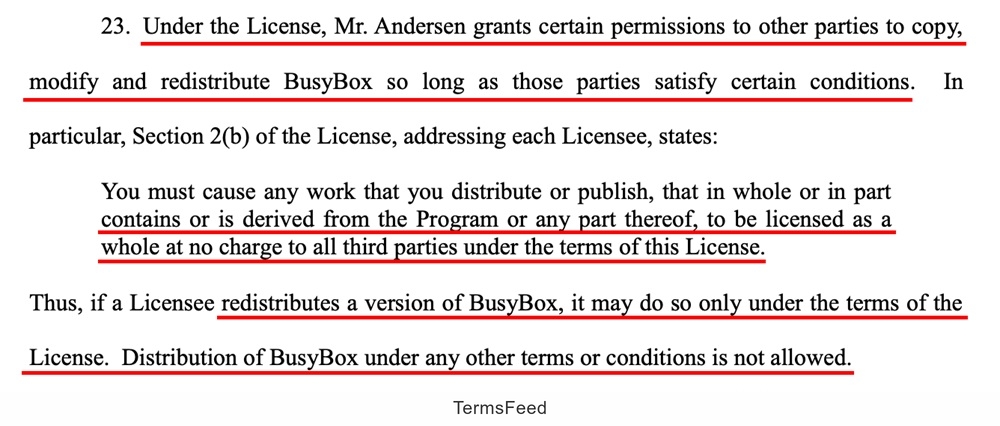 GPL violation case verdict, excerpt from BusyBox vs Best Buy and other companies