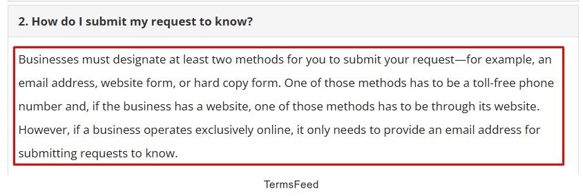 CCPA request submission methods explanation for businesses