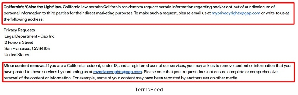 GAP Privacy Policy US UK EEA Email Addresses