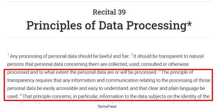 GDPR Recital 39 screenshot
