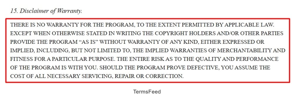 GNU GPLv3: Section 15 - Disclaimer of Warranty