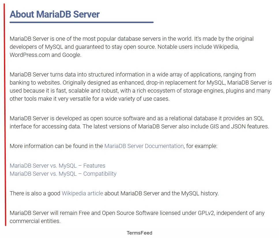 Introduction to MariaDB Server as an open source database solution