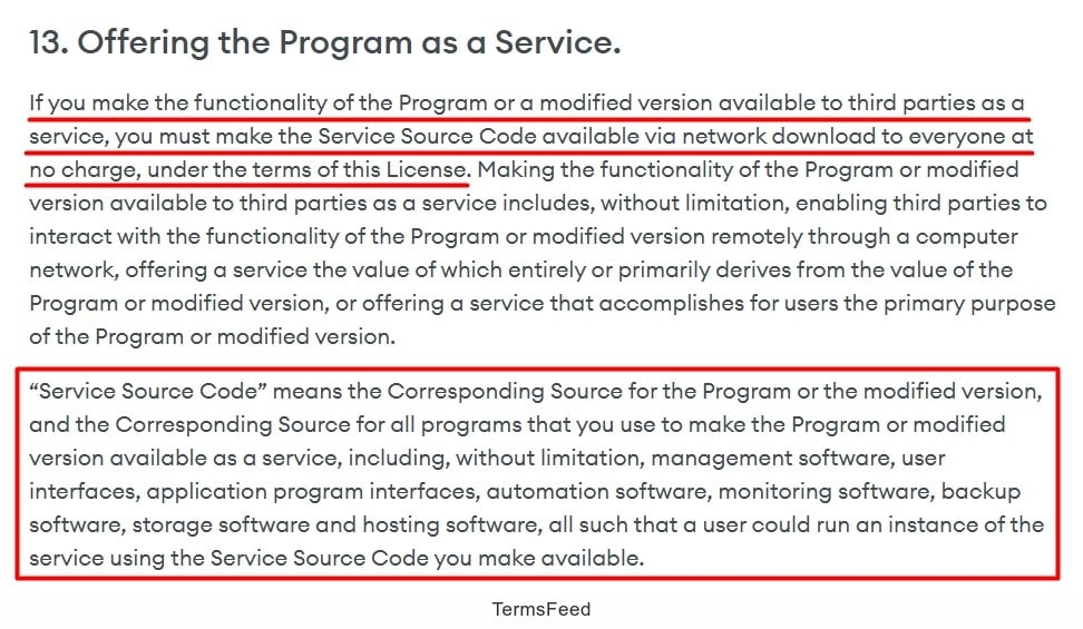 MongoDB Licensing Policy: Section 13