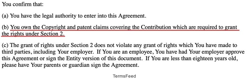 Odoo: Confirm ownership of copyright and patent claims for contribution rights