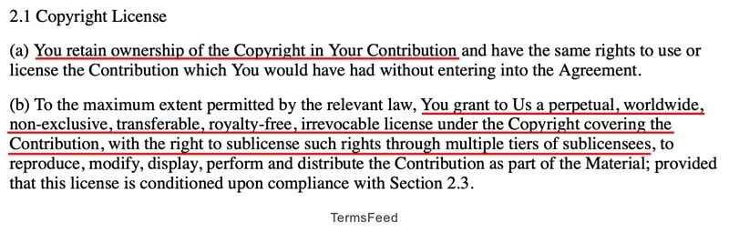 Odoo: Copyright license retains ownership and transfers sublicensing rights
