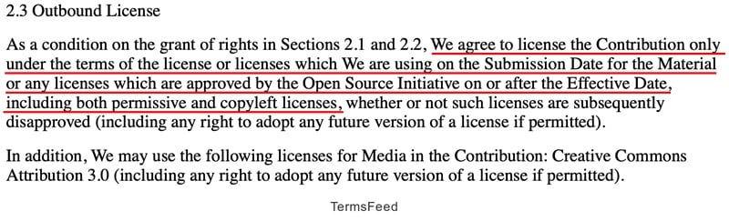 Odoo: Outbound license clause using licenses approved by Open Source Initiative