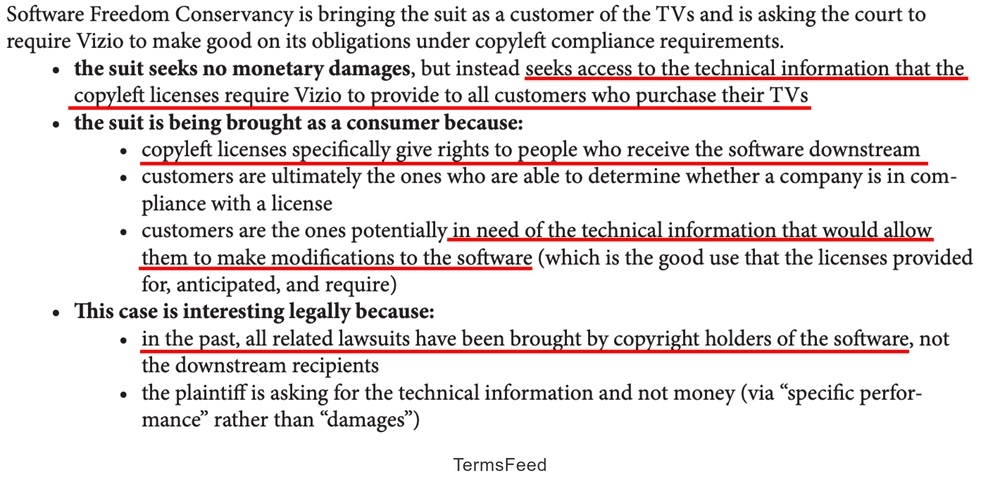 Software Freedom Conservancy's press kit on the importance of SFC vs Vizio case