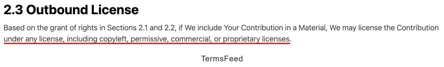 Threema: Outbound license clause allowing contributions under various licenses including copyleft
