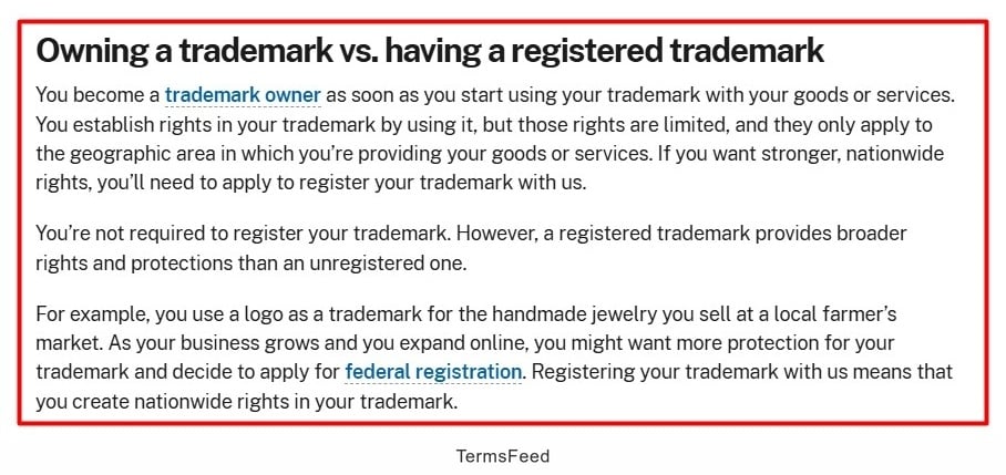 Explanation of owning versus registering a trademark and the benefits of federal registration