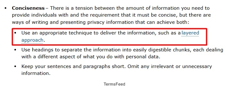 UK ICO Recommendations for Layered Privacy Notices