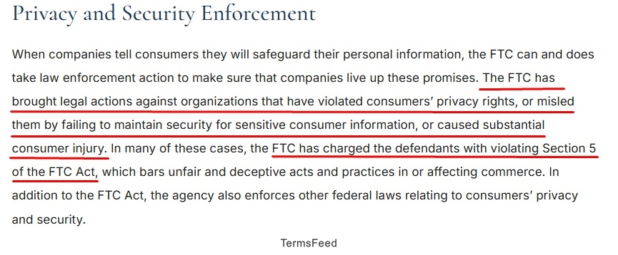 FTC - Protecting Consumer Privacy and Security - Privacy and Security Enforcement - clause