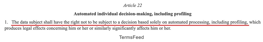 GDPR Article 22 outlines rights against decisions based solely on automated processing