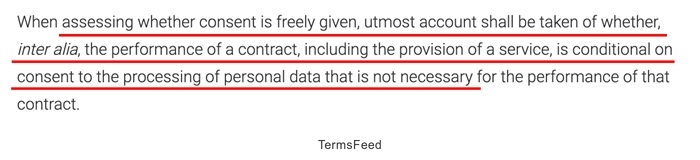 GDPR conditional consent assessment for service contracts