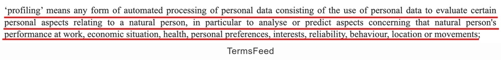 GDPR Definition of profiling involving automated processing of personal data for evaluation