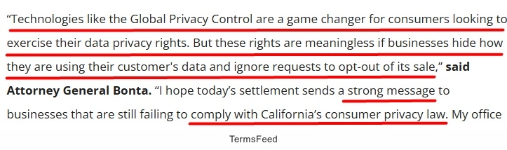 Global Privacy Control impact highlighted by Attorney General Bonta regarding California privacy law compliance during Sephora case