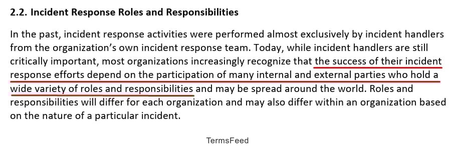 NIST Incident response relies on diverse internal and external roles