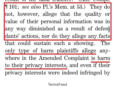 Plaintiffs allege harm to privacy interests without diminished personal information quality in amended complaint