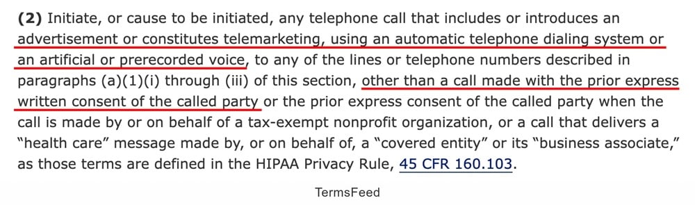 TCPA requires prior express written consent for telemarketing using autodialers or prerecorded voice