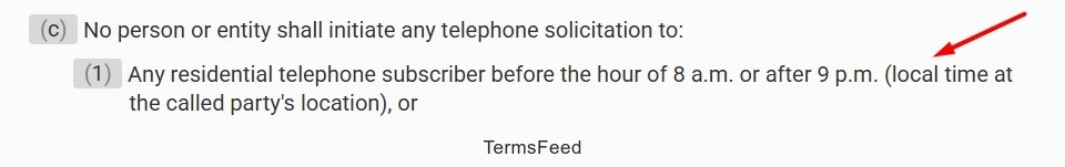 TCPA rule on telephone solicitation time restrictions for residential subscribers