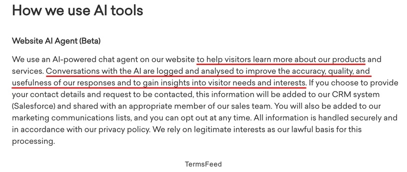 Worknext Website use of AI chat agent for improving response quality and gaining visitor insights