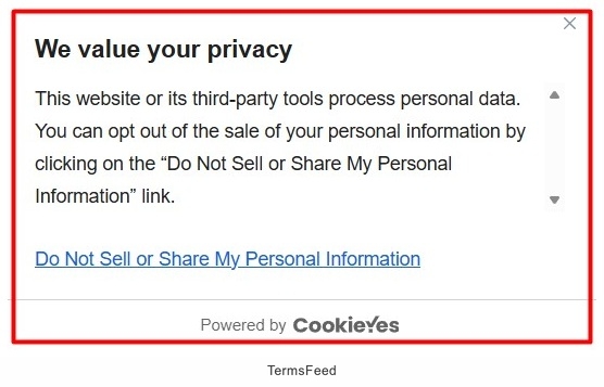 CookieYes - app - Opt out consent banner