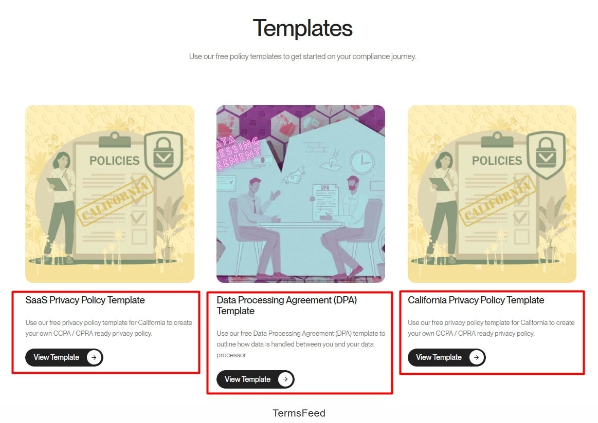 Getterms.io - policies - free versions - templates