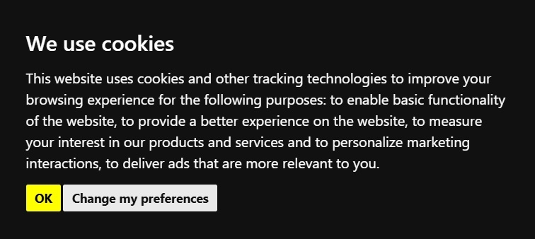 TermsFeed Cookie Consent banner - implied consent example