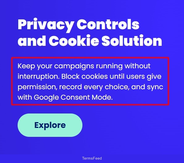 Screenshot of the Privacy Controls and Cookie Solution from Iubenda