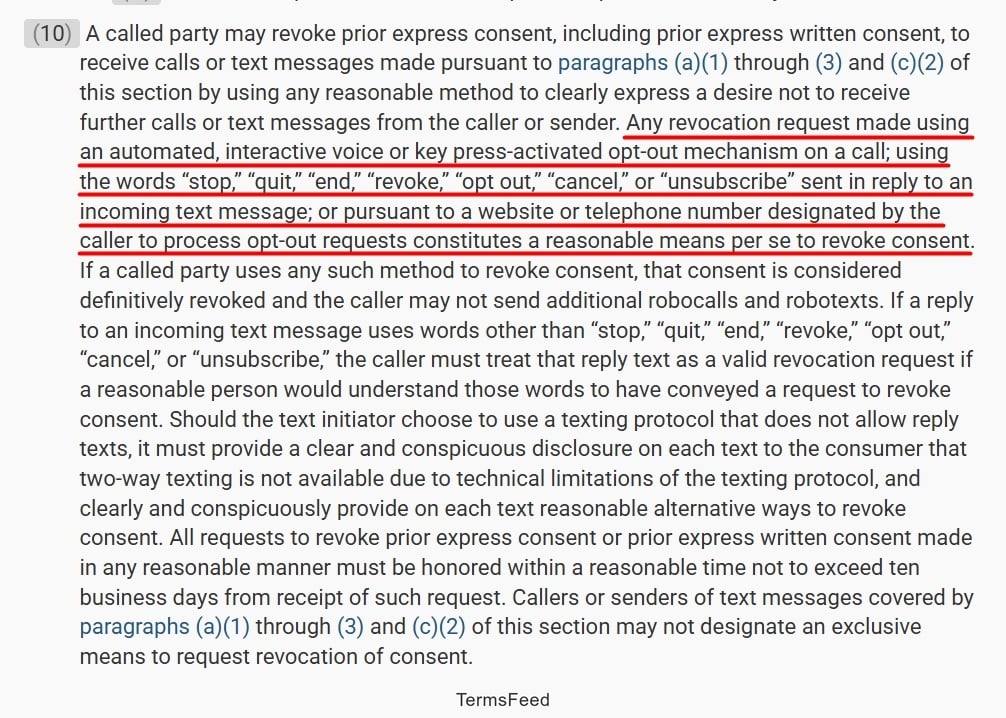 TCPA Rules on interactive voice and keypress mechanisms