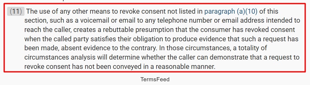 TCPA Rules on rebuttable presumption