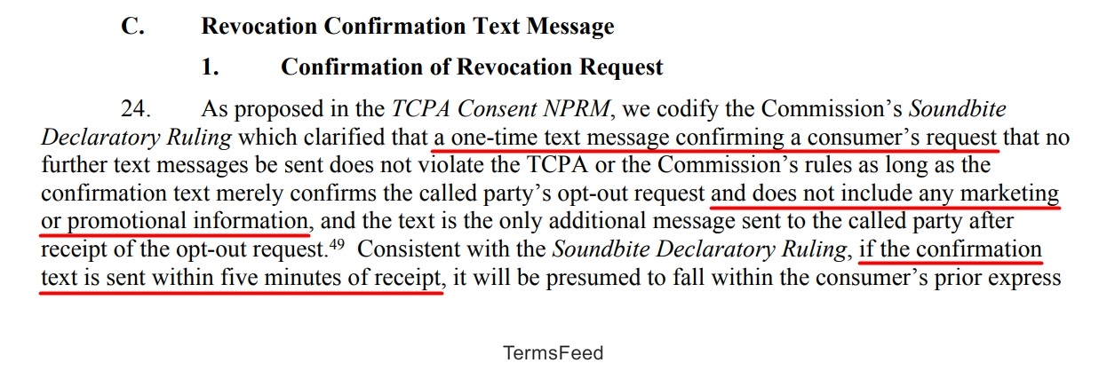 TCPA Rules and Regulations: Confirmation of Revocation Request