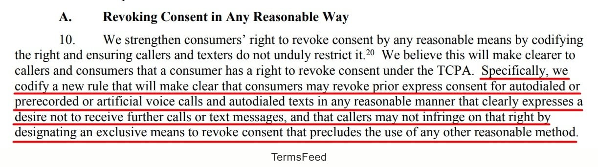 TCPA Rules and Regulations: Revoking Consent in Any Reasonable Way