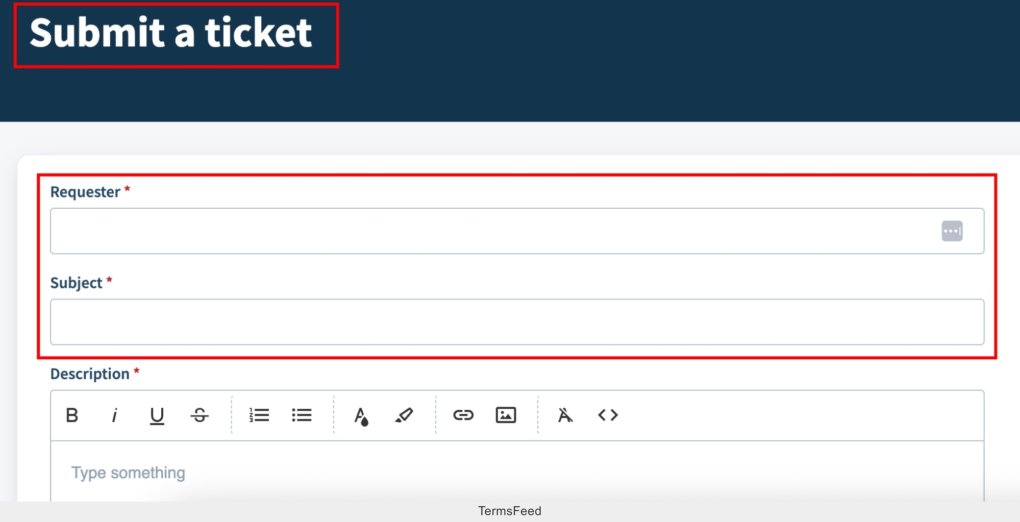 Screenshot of the Termageddon Freshdesk Submit a ticket email support option