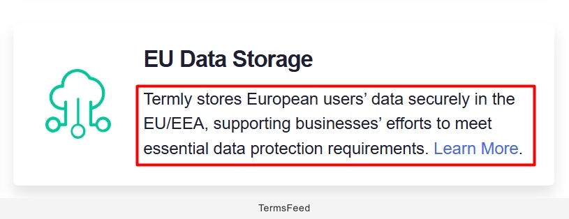 Screenshot of the Termly Solutions - The EU data storage