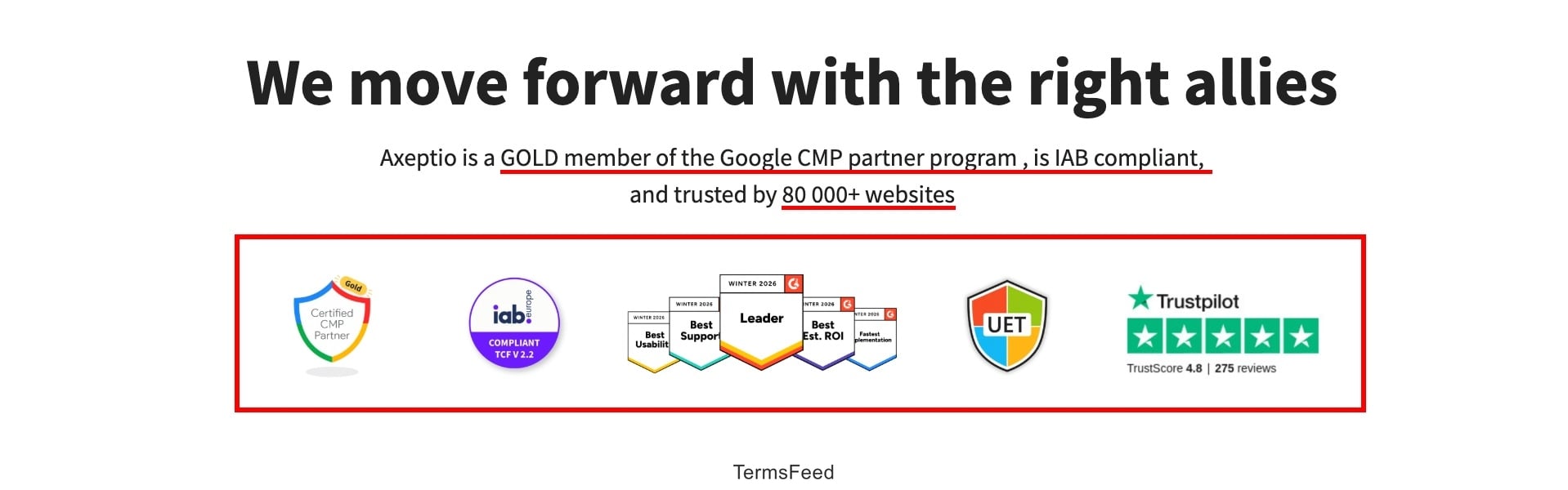 Screenshot of the Axeptio badges highlighted