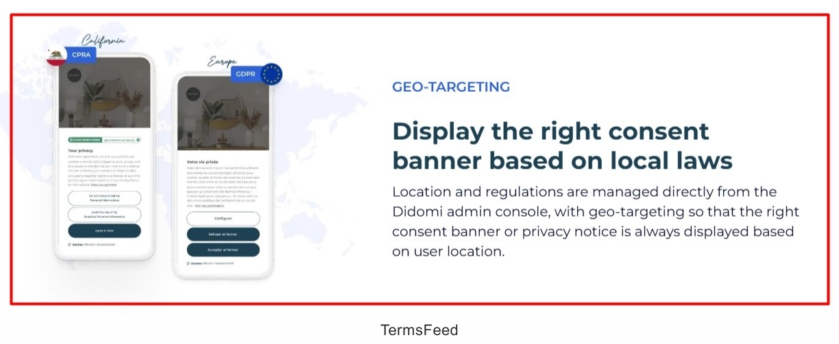Didomi Consent Management Platform - geo-targeting feature