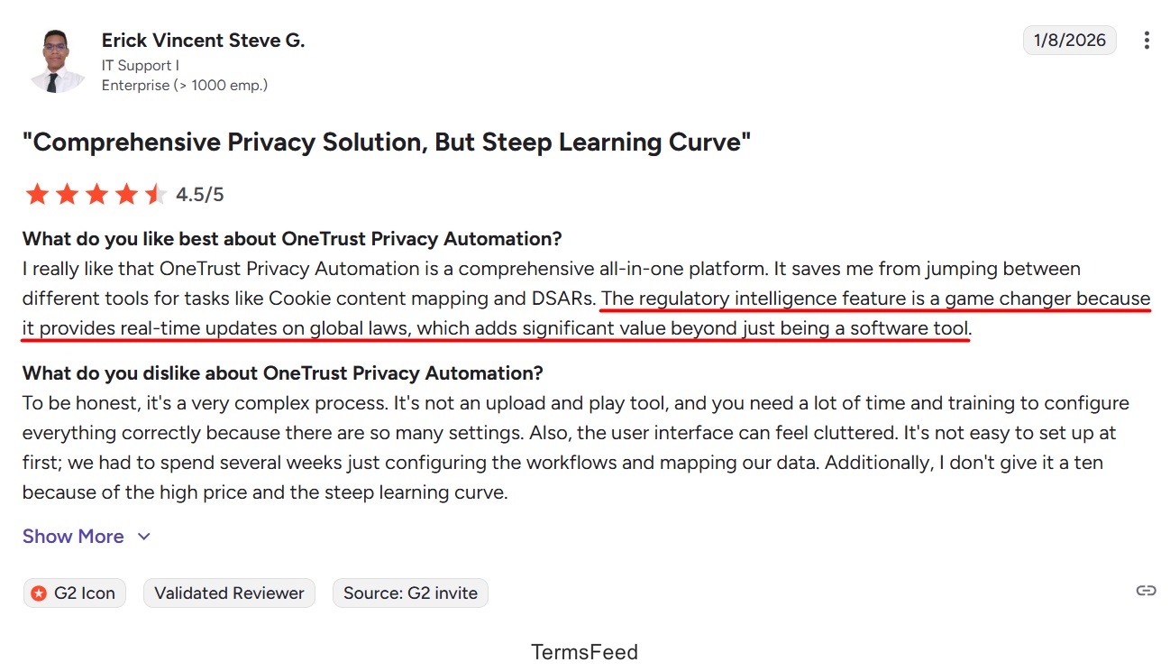 G2 Review of OneTrust