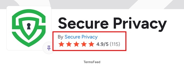 Screenshot of the G2 - Products - review of the Secure Privacy - starts highlighted