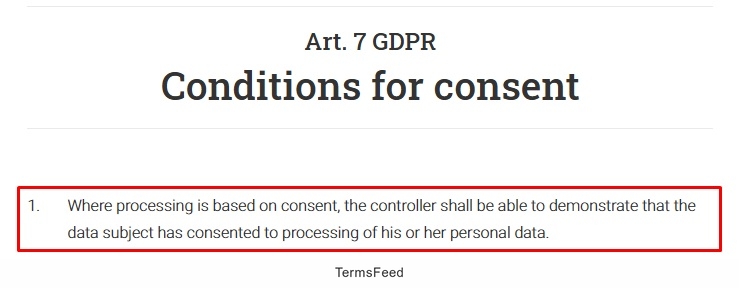 Excerpt from the GDPR info - Article 7 - Conditions for consent