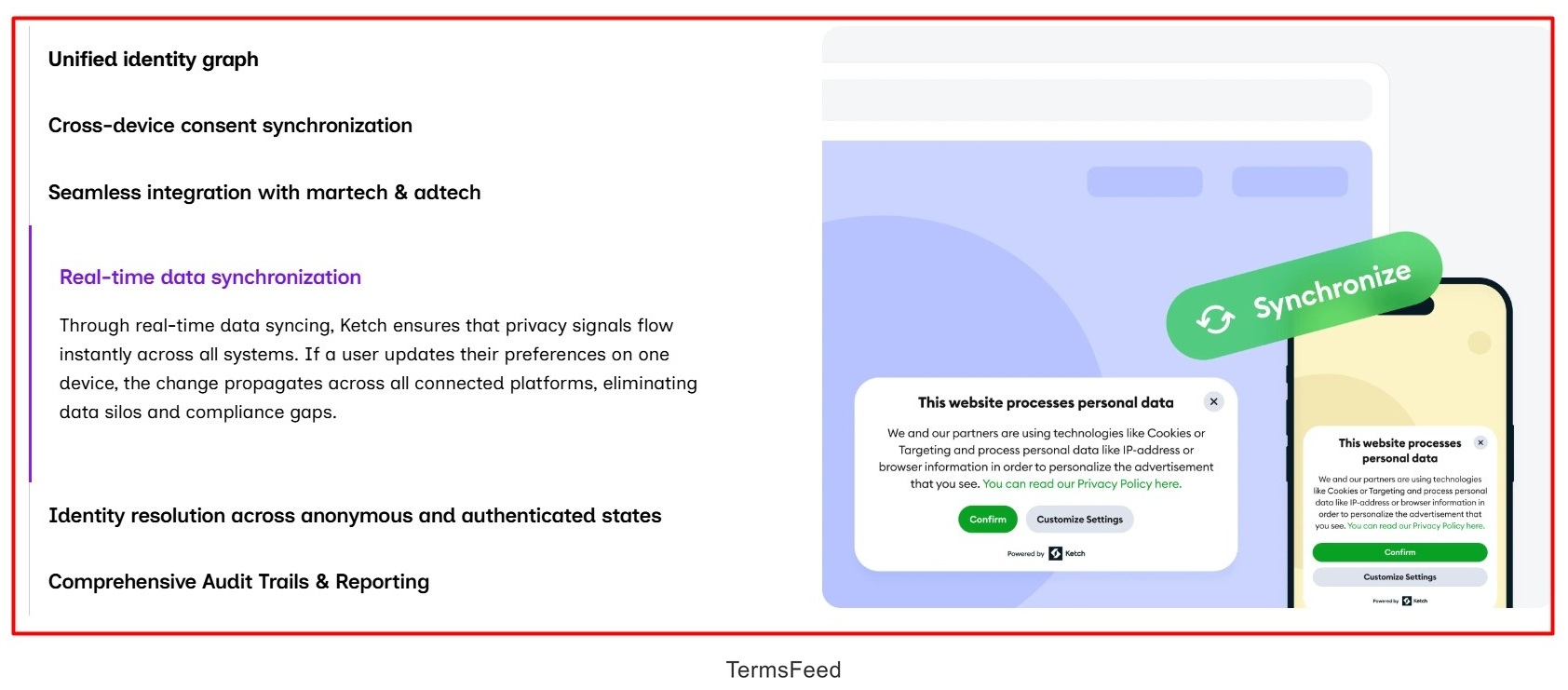 Screenshot of the Ketch Solutions - Identity management - Real-time synchronization example